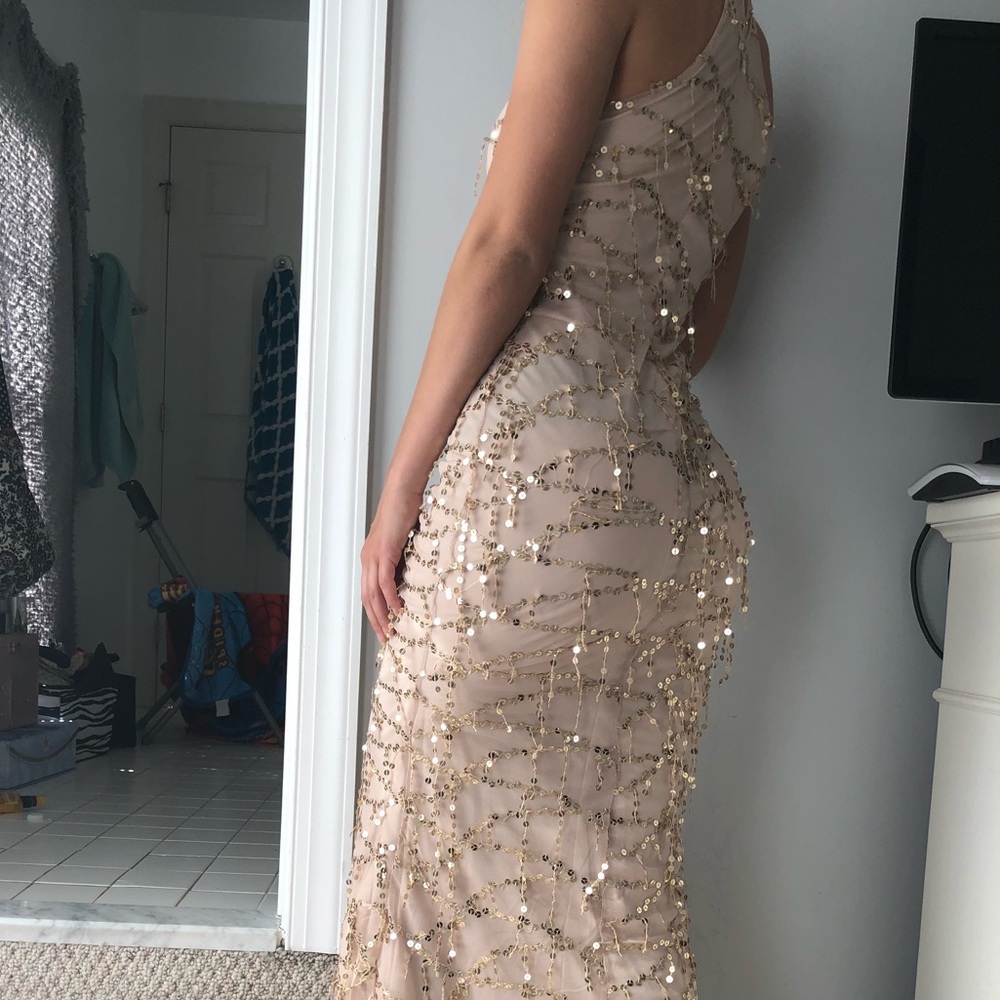 PROM DRESS! NUDE/GOLD SEQUIN